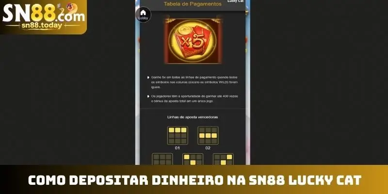 Como depositar dinheiro no SN88 Lucky Cat