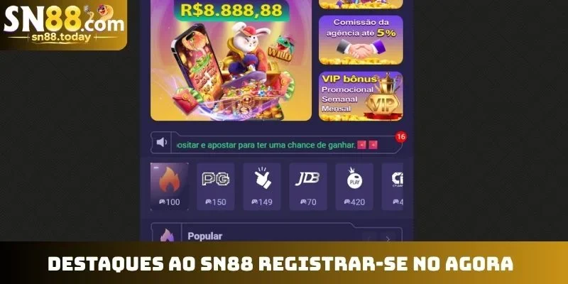 Destaques ao SN88 registrar-se no agora