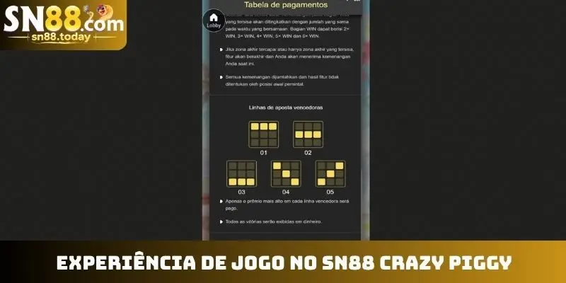 Experiência de jogo no SN88 Crazy Piggy