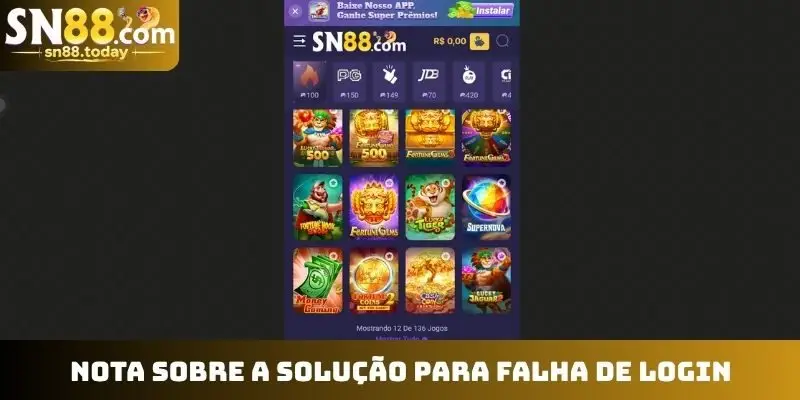 Nota sobre a solução para falha de login