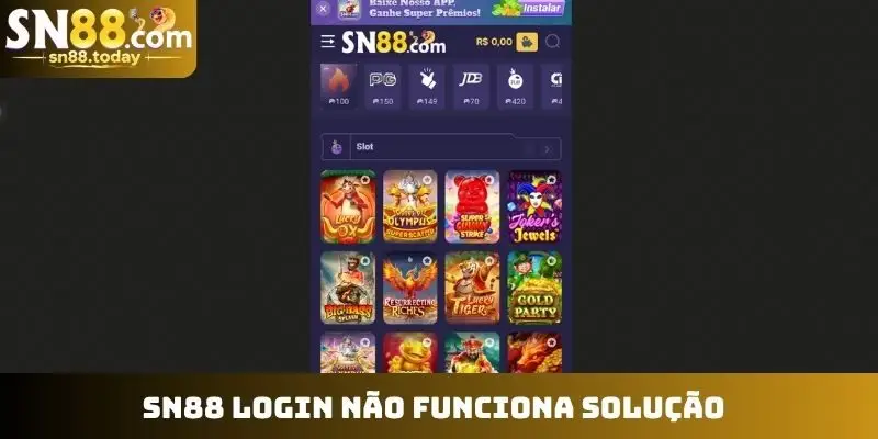 SN88 login não funciona solução